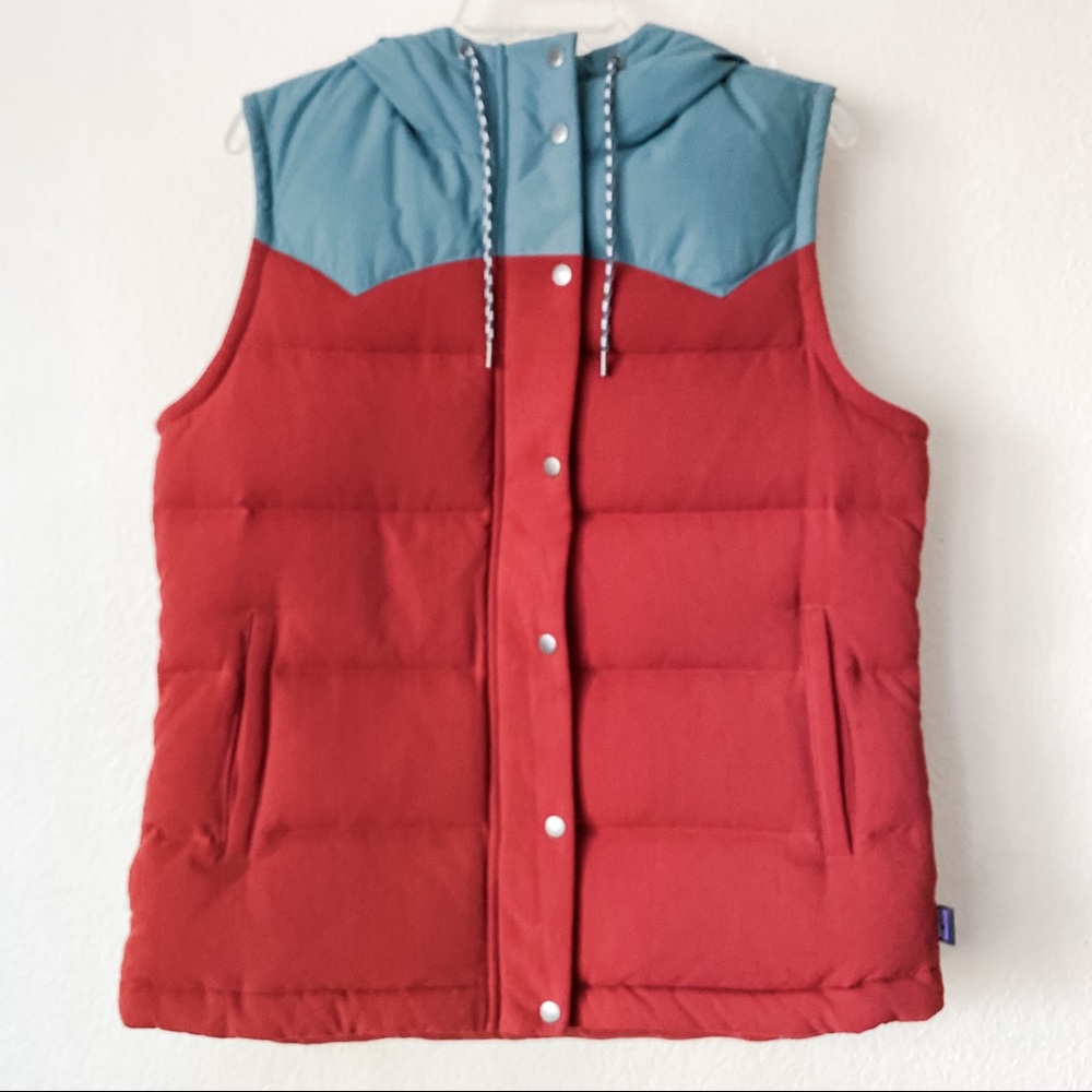 RARE PATAGONIA Bivy Red Down Hooded Puffer Vest